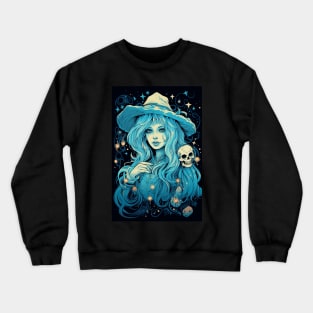 Beautiful witch with skull Crewneck Sweatshirt